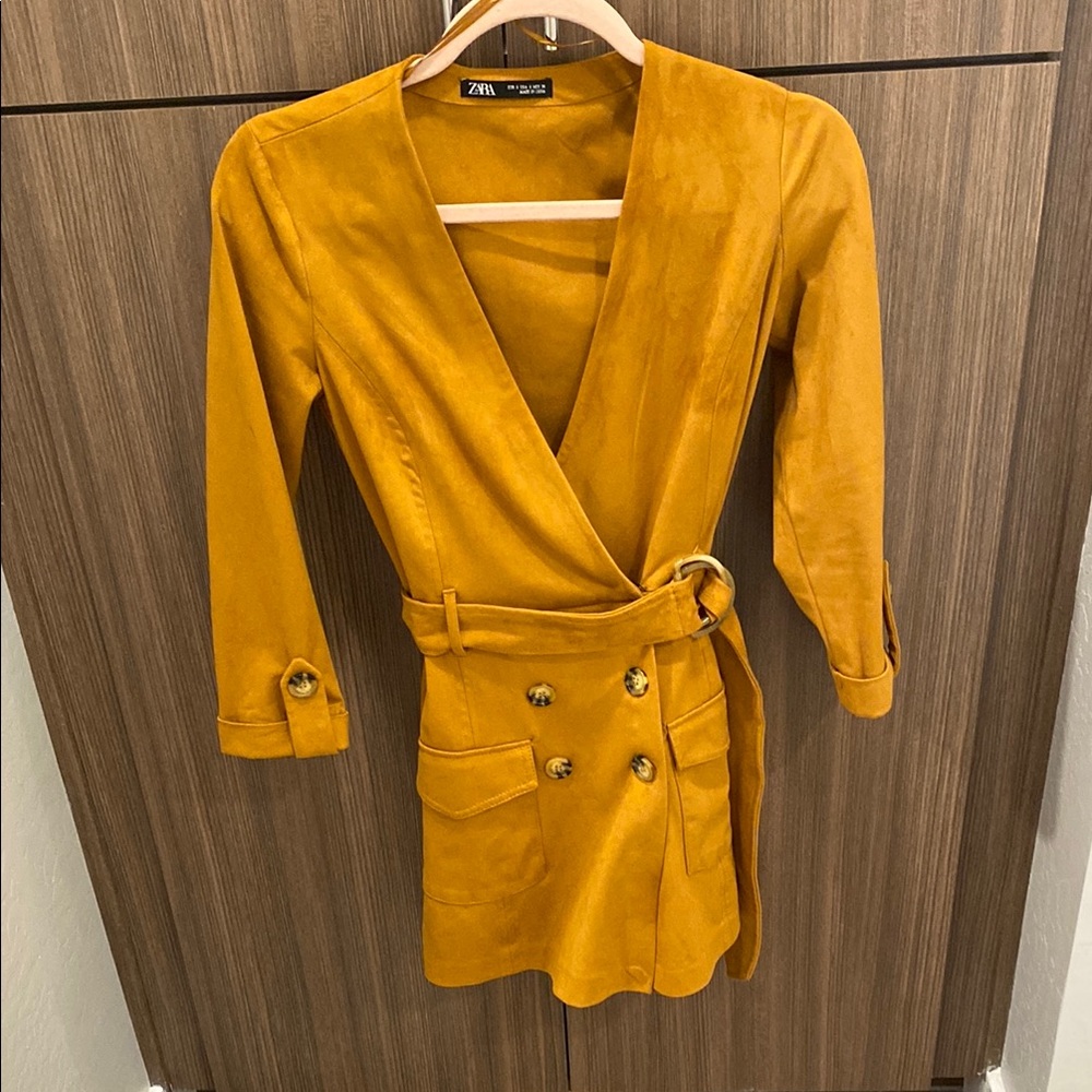 Zara Mustard Yellow Wrap Dress